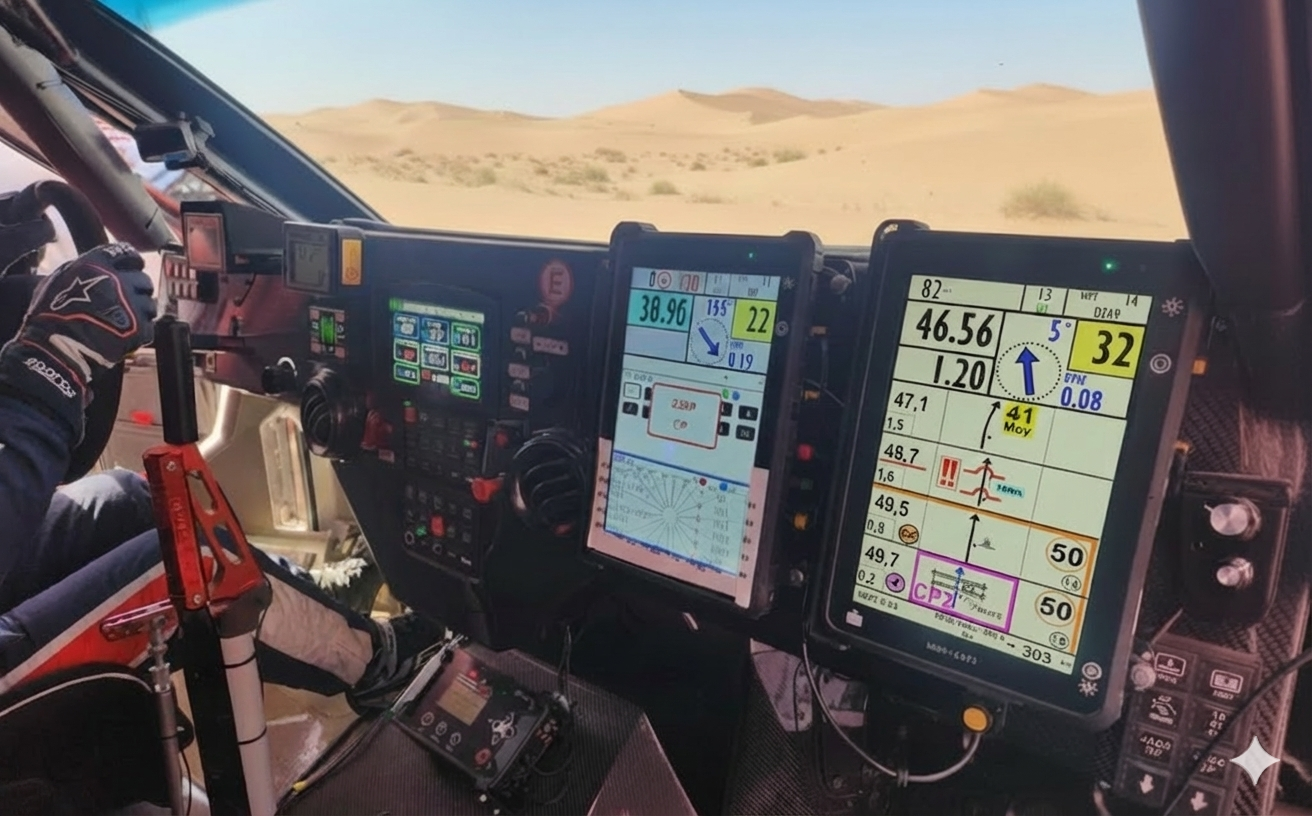 Rally cockpit with navigation tools